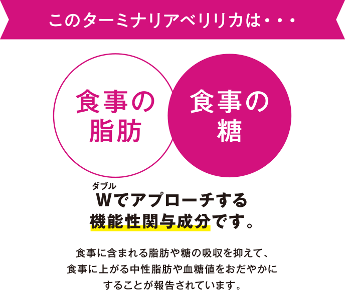 このターミナリアベリリカは・・・Wでアプローチする機能性関与成分です。