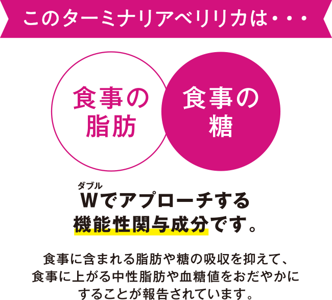 このターミナリアベリリカは・・・Wでアプローチする機能性関与成分です。